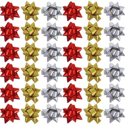 Beavorty Selbstklebende Geschenkschleifen Geschenkschleife 100 Stück Selbstklebende Geschenkverpackungsschleifen Für Weihnachten Feiertage Geburtstage (Mischfarbe)