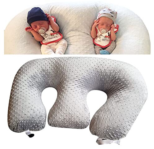 REOTEL Stillkissen für Schwangere Frauen, Twin E Pillow, maschinenwaschbares Baumwollgewebe Twin Support Pillow, großes & pralles Stillkissen & Baby Support Cushion, abnehmbar, waschbar,Grau