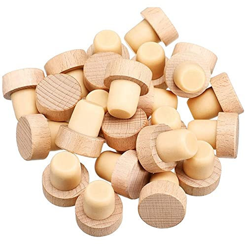 YSBRYD Lot de 30 Bouchons en Bois en de T pour Bouteille de vin - Bouchon en Bois réutilisable et Bouchon à vin