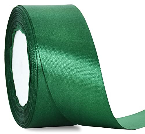 TONIFUL 4 cmx22 m breites dunkelgrünes Satinband, feste Stoffbänder für Hochzeit, Auto, Dekoration, Stuhl, Schärpe, Basteln, Geschenkverpackungen, Schneiden, Zeremonien, Nähen, Party-Dekoration