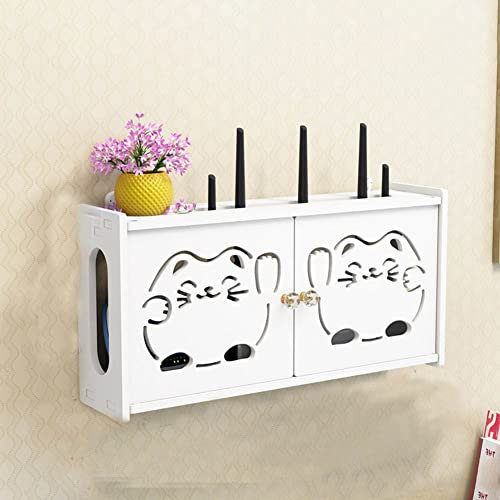 Lioaeust Wireless Router Shelf, Wifi Router Shelf Wireless Router Rack Wohnzimmer Wandmontage Wifi Aufbewahrungsbox Wanddekoration (C)