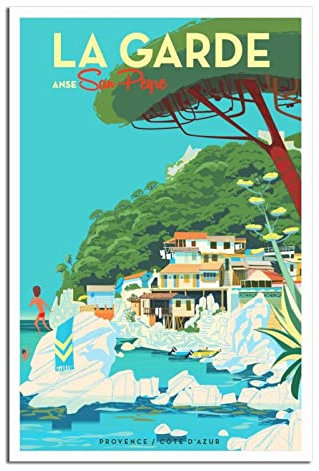 RONGCHENG La Garde Var Bay Vintage Reiseposter Leinwand Kunst Zuhause Wanddekoration Bild Poster Druck Gemälde Geschenk Poster