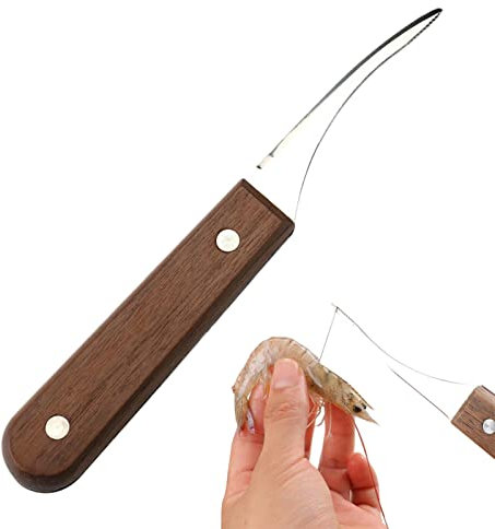 Joberio camarones,Limpiador camarones y Herramienta desvenado Acero Inoxidable | Pelador cáscara gambas para Herramientas marisco Cocina con Mango Madera