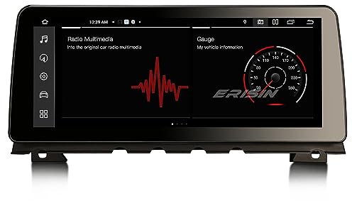 Erisin 12.3 inch 8GO+128GO Android 14 Autoradio GPS Stéréo pour BMW 5 Series F10/F11 CIC Système Prend en Charge iDrive Bluetooth 5.1 GPS IPS Écran Tactile sans Fil CarPlay Android Auto WiFi SWC DSP