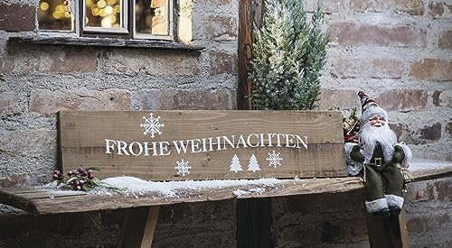 Dekoleidenschaft Schild Frohe Weihnachten aus recyceltem Holz, 77x18 cm, Holzschild, Dekoschild, Weihnachtsdeko