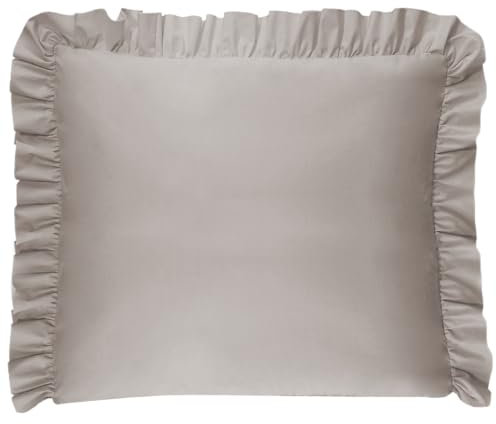 Balbina Kissenbezug 80 x 80 cm für Kinder & Babys, Kopfkissenbezug aus Baumwolle, für Kinderzimmer, Kinderwagen oder Kinderbett, Baumwoll-Kopfkissenbezug mit Rüsche & Reißverschluss, Hellbraun