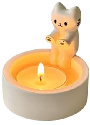 Starnearby Portacandele Gattino Cartone Animato, Portacandele con Zampe Riscaldanti per Gatti, Porta Candele Gatto, Ideale come Regalo per gli Amanti dei Gatti (A)