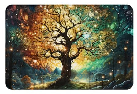 Rug Mats, Tree Of Life Star Galaxy Green Gold Doormat Durable Door Mats Washable Entrance Carpet For Office Garden Home 40X60Cm