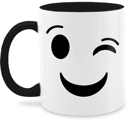 Tasse Tassen 325ml - & Fasching - Zwinker Emoticon Karneval I Zwinkern I Zwinker Gesicht - 325 ml - Schwarz - karnevalstasse fasching- smile kaffeetasse faschingstasse carnevale fasnetbecher