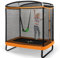 LIFEZEAL 2 en 1 Trampoline pour Enfants avec Balançoire, Trampoline Enfants avec Filet de Protection et Porte, Charge de 100/50 kg, 190x124,5x210 cm, Intérieur et Extérieur (Orange)
