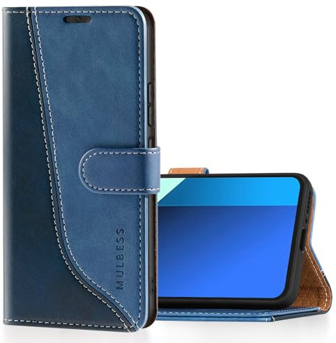 Mulbess Coque pour Xiaomi Redmi Note 13 4G (Nicht für 5G), Etui a Rabat, Housse en Cuir, Pochette de Protection Portefeuille, Élégant Diamant Bleu