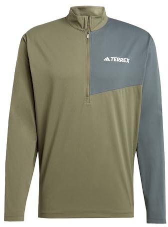 adidas Herren Terrex Multi Climacool Half Zip Long Sleeve, Olive Strata, XS