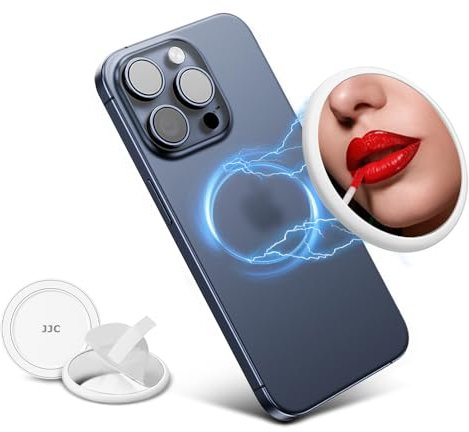 JJC Magnetischer Selfie-Spiegel für iPhone 16 15 14 13 12 Pro Max Plus, Mag-Safe Hülle und alle Handys, Vlog Selfie-Spiegel