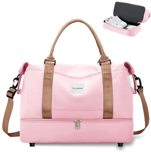 OnlyPrime Bolso de Viaje Mujer 40x30x20 con Acceso USB – Bolso Cabina Avión, Deporte, Maternidad, Gimnasio o Fin de Semana con una Etiqueta de Equipaje y Manual de Instrucciones, Maleta Cabina.