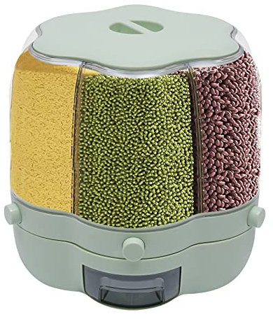 Müslispender Müsli 6 Gitter Spender Cerealienspender Reisspender 360° Drehbarer Getreidebehälter Mit Knöpfen,Weizen, Sojabohnen, Rote Bohnen, Mais Müslispender Küche (Farbe übereinstimmen)