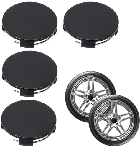 QEDBOJE 4 Pièces Capuchons de Moyeu Universels Haute Qualité ABS Surface Polie Adaptables aux Jantes Alliage (Ø ext. 60mm Ø int. 56mm) (Noir)