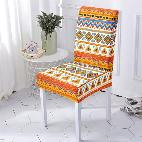 Hiseng Böhmischer Stil 1/4/6/8 Stücke Stuhlhussen, Abnehmbare Waschbar Hussen für Stühle, Stuhlbezüge für Hotel, Restaurant, Küche, Partys Deko (Orange,1 Stücke)