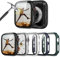 TGKML 5-Stück Kompatibel mit Apple Watch SE 2/SE/6/5/4 Schutzhülle mit Displayschutzfolie 44mm, Hard Gehäuse Eingebaut Kratzfest Gehärtetes Glas Schutzfolie für iWatch SE 4 5 6 44mm Zubehör