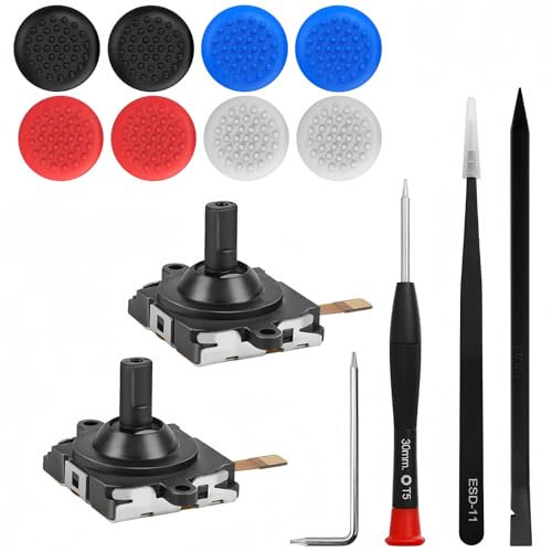 Left & Right Joystick Analog Thumb Stick Repair Kit Joystick Replacement Kit for Oculus Quest/Meta Quest 2 Controller with Joystick Caps Repair Tool Set for VR Controller