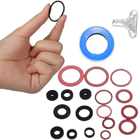Plumbing Kit 22 Pcs Washer Repair Kit Includes 20 Tap Washers 1 Radiator Key And 1 PTFE Tape Flat Round Taps Maintenance Tools Mixed Fibre Faucet Spacer Seal Water Leak Repair Plumbers Tool Kit 1 Pk