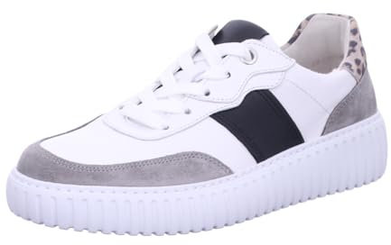 Gabor Damen Low-Top Sneaker, Frauen Halbschuhe,Komfortable Mehrweite (H),Turnschuhe,Laufschuhe,schnürschuhe,Weiss/grau/schwarz,38.5 EU / 5.5 UK