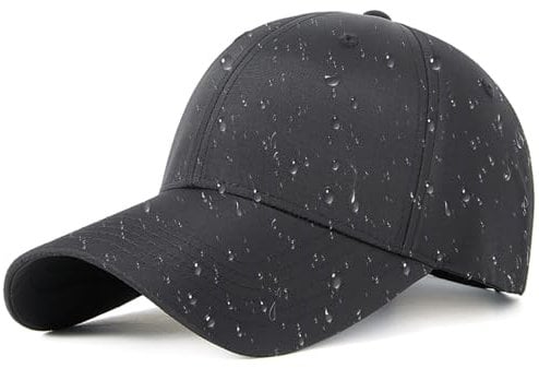 Wasserdichte Baseballkappe für Herren und Damen, atmungsaktiv, LSF 50+, Sport, Outdoor, schnell trocknend, verstellbarer Regenhut, Schwarz-wasserdicht, M-L