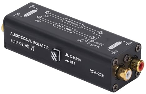 Hum Eliminator Ground Loop Isolator 2-Kanal Brummzerstörer Schallsignalfilter für Konferenzmikrofon Mixer Player