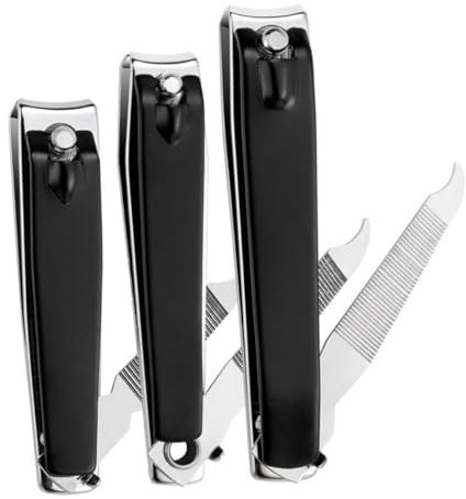 VICASKY 1 juego de cortaúñas de acero inoxidable cortaúñas y cortaúñas con limas de uñas negras para uñas gruesas y uñas encarnadas