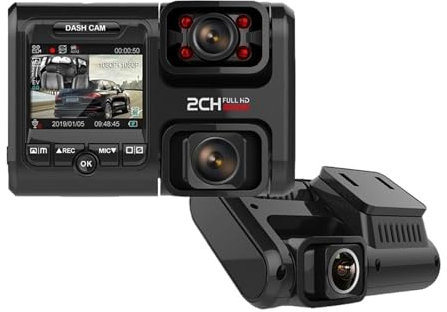 4K Dash Cam Dual Lens Inside Rear Cameras GPS WIFI ADAS Video Recorder FHD 1080P Black Night Vision Car DVR 60f/s(D16-24H PC,NO)