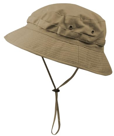 Camouflage-Sonnenhut für Herren und Damen, faltbar, UV-Schutz, Boonie-Hüte für Wandern, Strand, Angeln, Sommer, Safari-Bush, khaki, Einheitsgröße