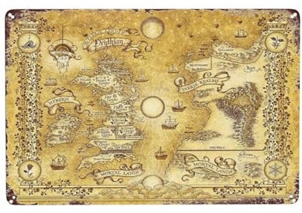30,5 x 40,6 cm A Court of Thorns And Roses Fantasy-Blechschild – Landkarte Dekor für Zuhause und Bar – Acotar Merch Geschenk