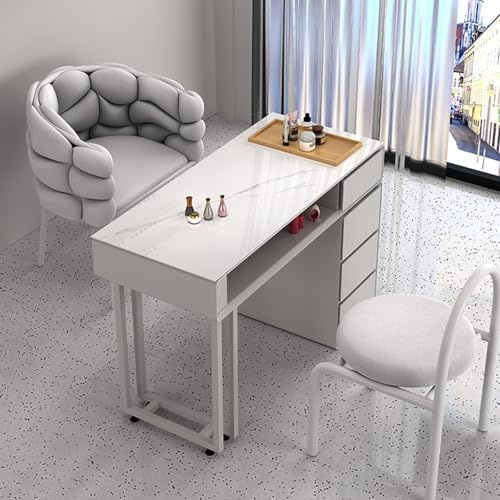 Hölzerne Nail Tech Desk Maniküre Tisch, Nail Station Stylist Ausrüstung mit Schubladen und 2 Schichten Lagerung Rack Home Beauty Professional Modern Nail Desk Workstation(100x40x78cm)