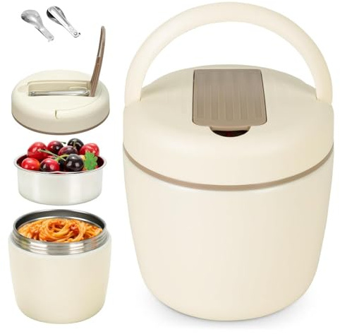 OTraki Thermos per Alimenti Caldi, Contenitore Termico per Alimenti Caldi, Lunch Box Termico con Cucchiaio Pieghevole, Porta Pranzo Termico per Bambini e Adulti, Ideale per Zuppe e Porridge