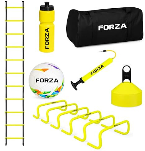 FORZA Multi-Sport Training Equipment Set – Speed Hurdles, Agility Ladder, Garden Football, Cones, Ball Pump, Water Bottle & Carry Bag | Durable Training Gear for Agility Drills