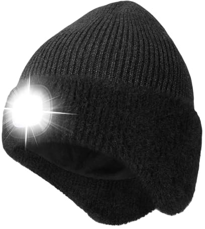 AWSOLAR Mütze mit Licht Kinder Junge und Erwachsener, Wiederaufladbare Strickmütze Kindermütze mit Licht