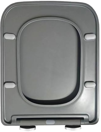 Giural Grau,Toilettendeckel Eckig WC Sitz Mit Absenkautomatik, Klodeckel Weiß, Klobrille Aus PP, Toilettensitz WC Deckel Abnehmbar, Einfache Reinigung, Toilettenbrille Quadrat