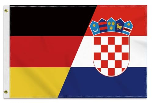 Wnzig 30×45 CM Kroatien Deutschland Flagge, 1×1.5 FT Klein 150D Kroatisch banner,Strapazierfähige Doube-Seitendruck Dekor Messingösen Tiny Germany Croatia