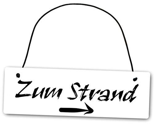 Homeyourself Metallschild Zum Strand 25 x 8 cm aus Alu Verbund (Alu, Kunststoff) für In- und Outdoor Deko Schild Dekoschild Wandschild außen und innen