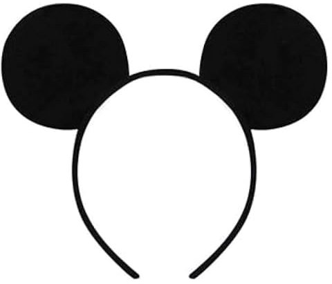 Lizzy Mouse Ear Headband for Unisex Birthday Halloween Parties Hen/Stag Night Party Fancy Dress Mouse Costume Accessories (Black Ear Mouse)