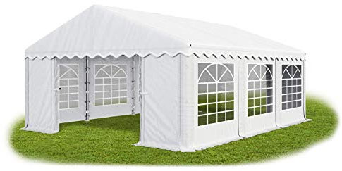 DAS COMPANY Festzelt Partyzelt Faltpavillon - Gartenpavillon Pavillon Weiß Mit Seitenteilen - Wasserdichtes Stabiles PVC 240g/m² Universalzelt - Klappbarer Garten Lagerzelt Moskitonetz Weiss 3x6m