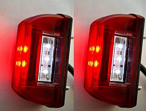 24/7Auto Pair 5 LED white number plate & red rear tail marker lights lamps red/white 12V/24V truck chassis trailer caravan bus