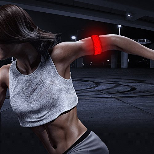 ELANOX LED Armband Leuchtband für Sport Outdoor Reflektorband Sicherheitslicht Slap Band für Fahrradfahren Joggen Kinderwagen (1 St. rot)