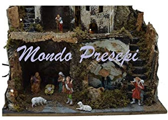 Generico Crèche avec fontaine et lumières cm 42 x 35 x 38 H.