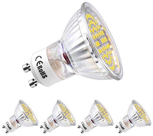 GVOREE Dimmbar GU10 LED Kaltweiss, 6000K, 450 Lumen, 5W ersetzt 40W Watt Halogen, AC 220V-240V Abstrahlwinkel 120°, GU10 LED Reflektorlampe, 4er Pack