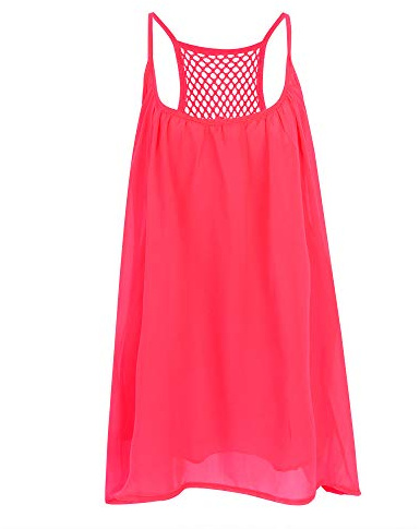 Colisha Robe d'été sans manches en mousseline de soie fluo pour femme, rose, 3XL