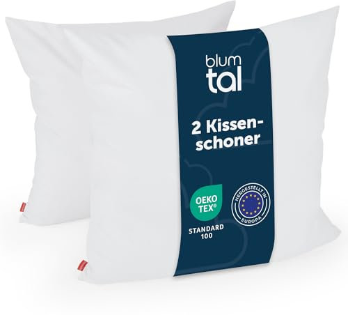 Blumtal Kissenschoner 40x40 cm 2er Set - OEKO-TEX zert. Kissenbezug 40x40 cm - wasserdichter Kopfkissenbezug 40x40 - Kissenbezüge 40x40 + Reißverschluss - schützender 40x40cm Kissenbezug Fleckenschutz