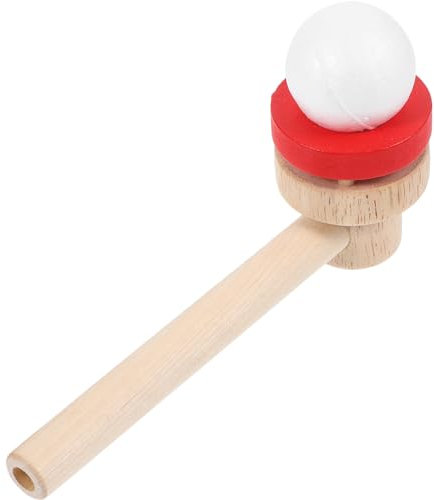 TOYANDONA 1Pc Holz Blasen Ball Spielzeug Schwimmende Ball Gebläse Lustige Schwimmende Ball Spiel Schlag Rohr Balance Blasen Spielzeug (Rot)