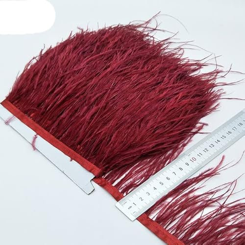 Großhandel 10 Yards Silvel grau Straußenfeder Band Straußenfedern Trim Fransen Kleidung Dekoration-weinrot, 2 Yards