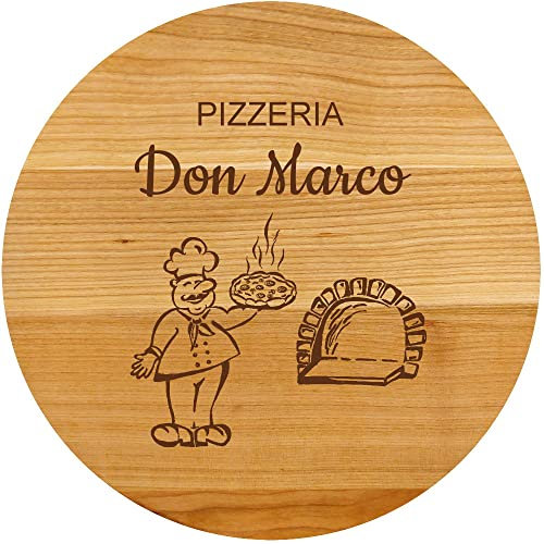 Sterngraf Pizzabrett 30cm mit Gravur (Namen) personalisierter Holz Pizza-Teller, Geburtstags-Geschenk Geschenkidee, MotivP9