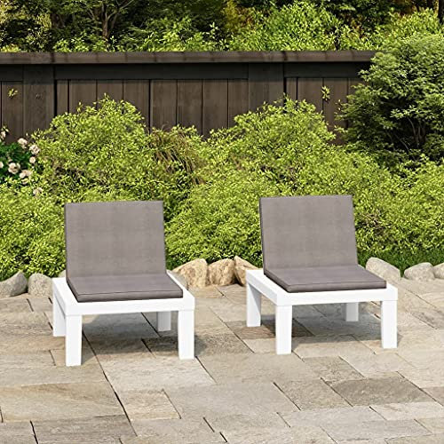 Rillbus Gartenstühle 2er Set Terassenstühle wetterfest, Balkonstühle Gartensessel mit Auflagen in Anthrazit, Relaxsessel für Garten Terrasse Balkon, Kunststoff 65x65x70cm